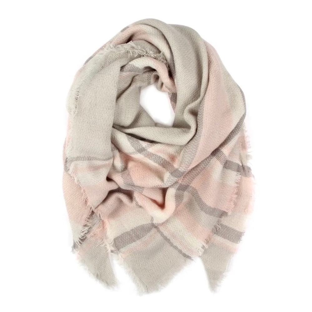 3 total- Women's Fall Fringe Edge Lightweight Cute Plaid Blanket Plaid Scarf - Picture 6 of 6